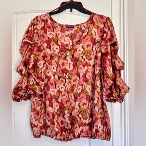Vince Camuto Floral Blouse - Red and Pink